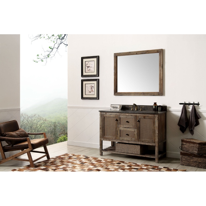 48" Rustic Rattan Single Sink Bathroom Vanity with Stone Top - I58423340470