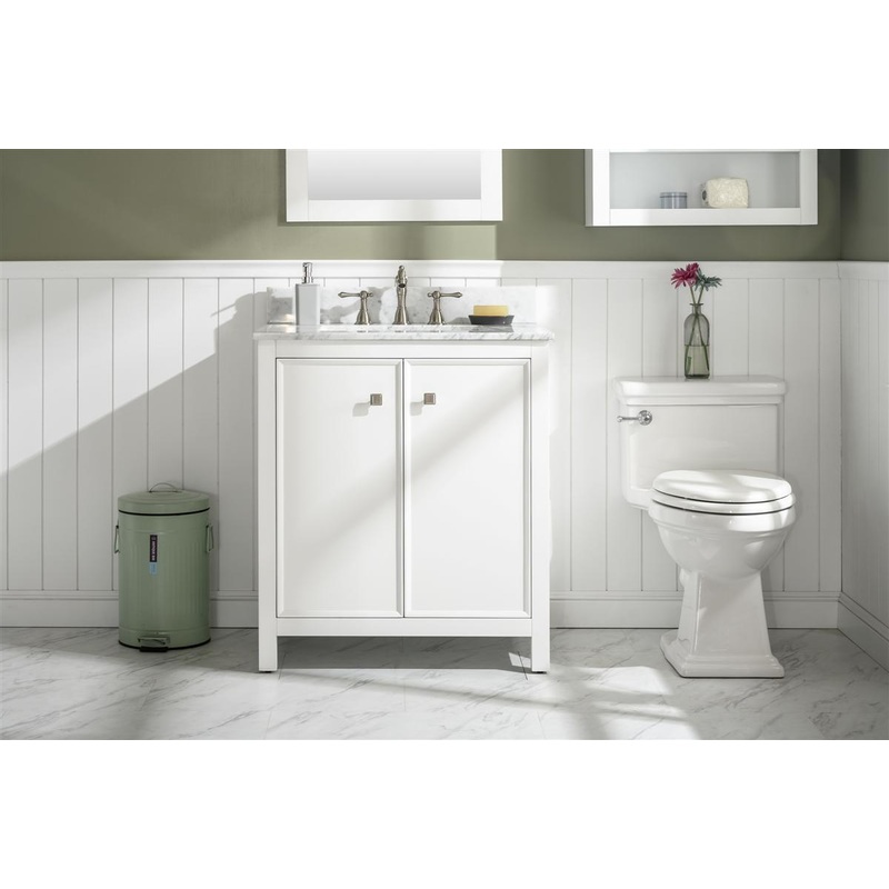30" Bainbridge Vanity with Single Sink and Carrara Marble Top in White Finish - I58423340214