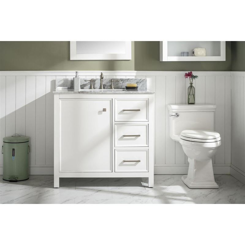36" Bainbridge Vanity with Single Sink and Carrara Marble Top in White Finish - I58423340210