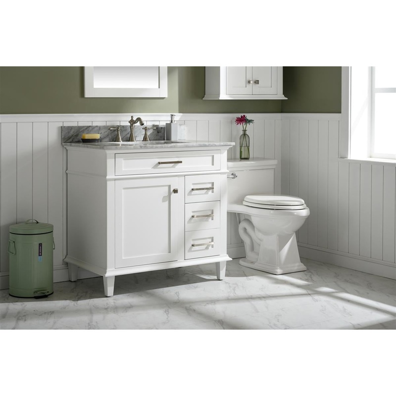 36" Haven Vanity with Single Sink and Carrara Marble Top in White Finish - I58423340234