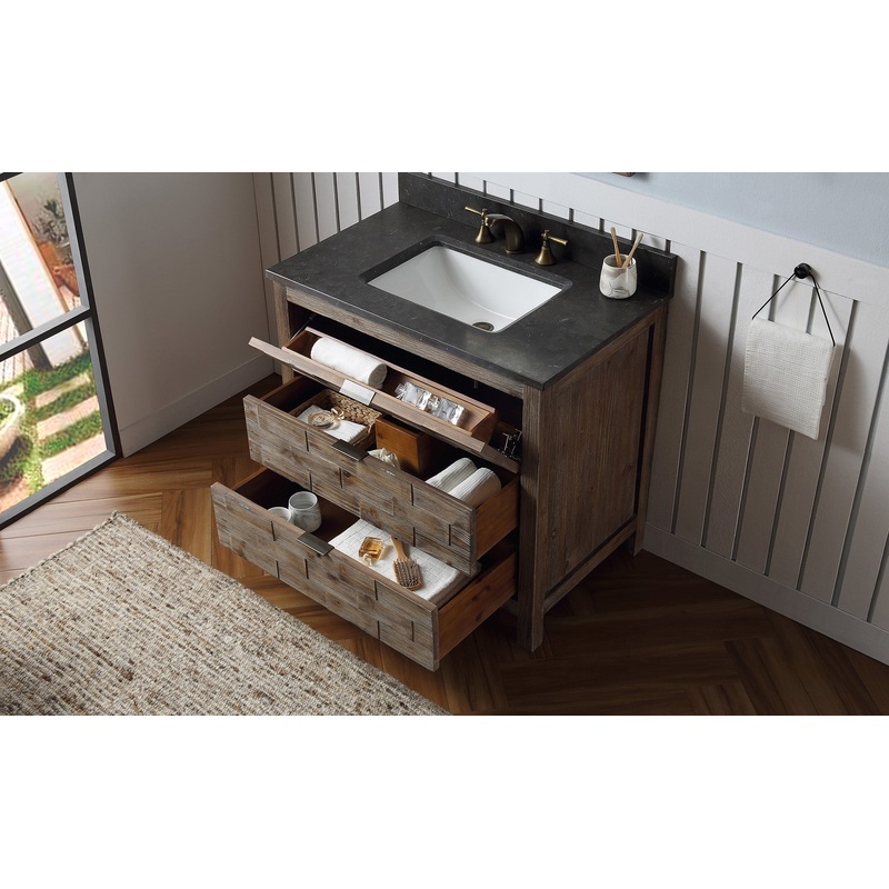 36" Rustic Fir Bath Vanity with Moon Stone Marble Top - I58423340187
