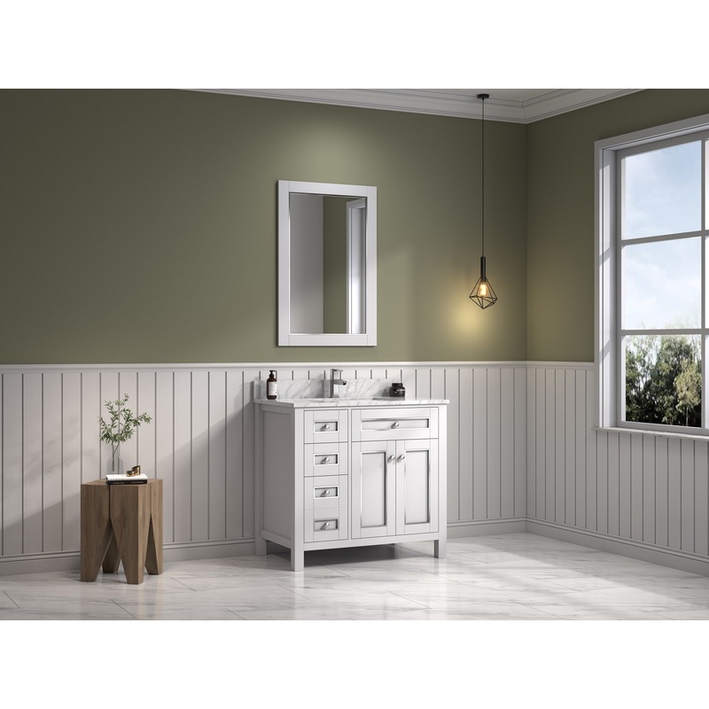 36" Willow Vanity with Single Sink and Carrara Marble Top in White - I58423340246