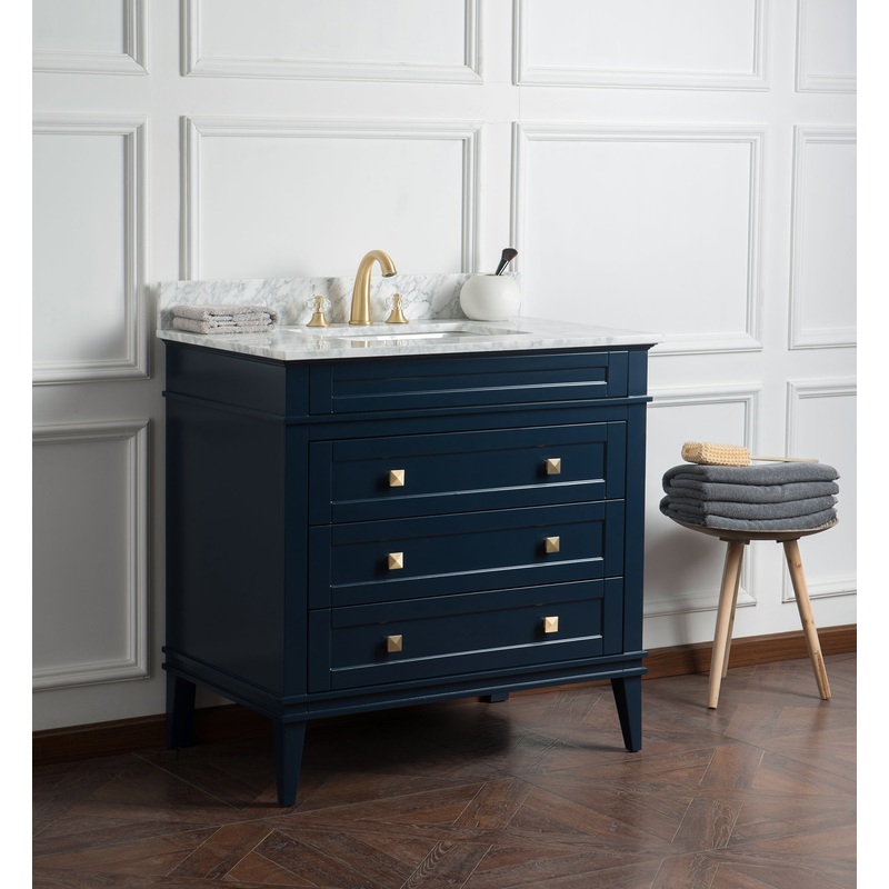 Alex 36" Single Bathroom Vanity Set in Blue - I58423340195