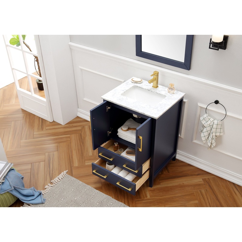 Leidesdorff 24" Single Bathroom Vanity Set with Mirror in Blue - I58423340186