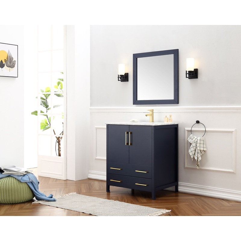Leidesdorff 30" Single Bathroom Vanity Set with Mirror in Blue - I58423340196