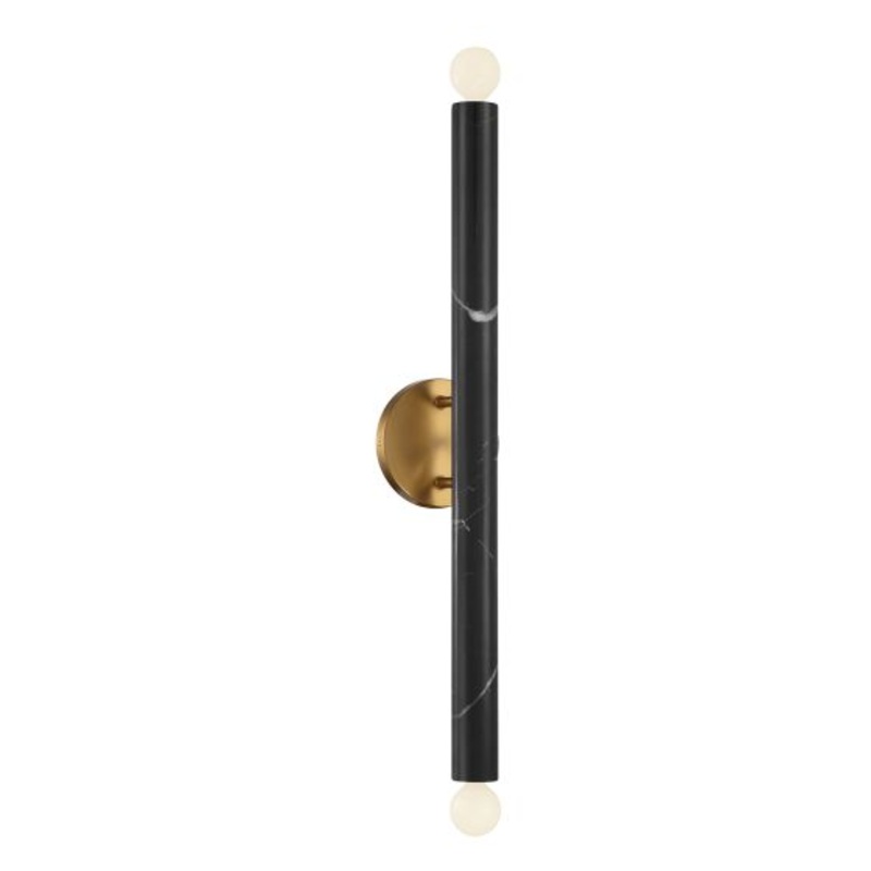 Callaway 2-Light Wall Sconce in Black Marble with Warm Brass - I58423339875