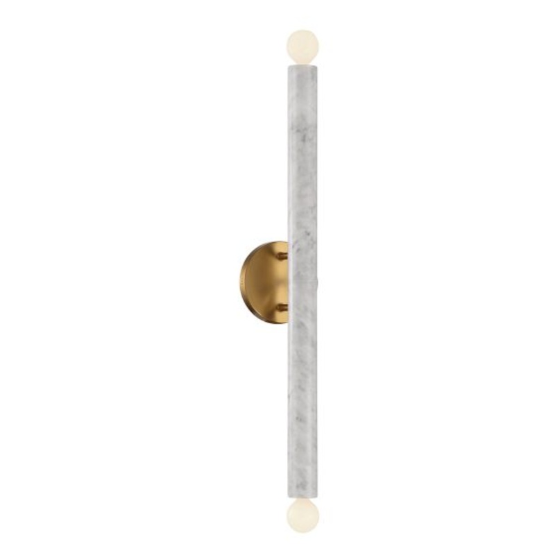 Callaway 2-Light Wall Sconce in White Marble with Warm Brass - I58423339883