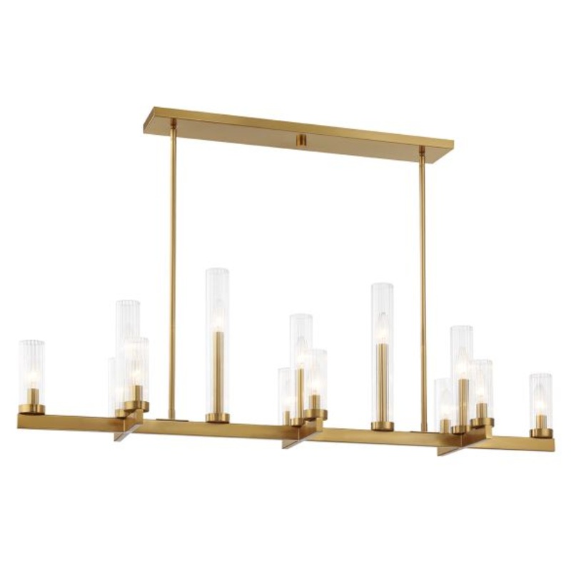 Carina 13-Light Linear Chandelier in Warm Brass - I58423339887