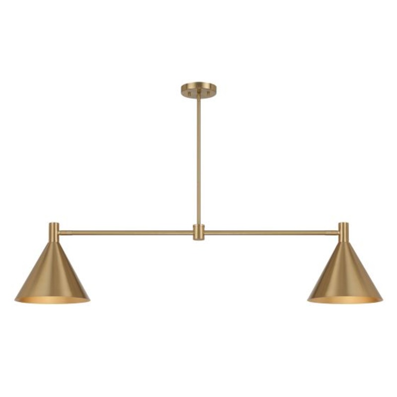 Pharos 2-Light Linear Chandelier in Noble Brass by Breegan Jane - I58423339857