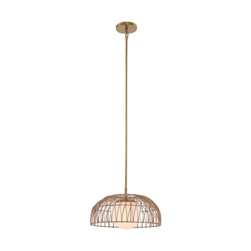 1-Light Convertible Pendant or Semi-Flush in Natural Brass - I58423339725