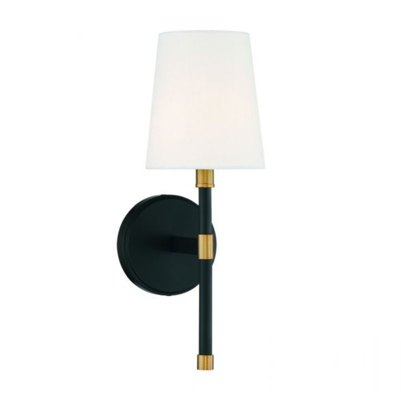 Brody 1-Light Wall Sconce in Matte Black with Warm Brass Accents - I58423339691