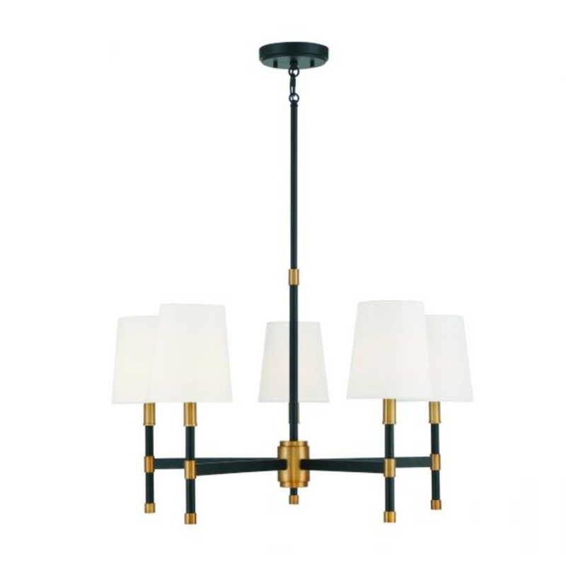 Brody 5-Light Chandelier in Matte Black with Warm Brass Accents - I58423339681