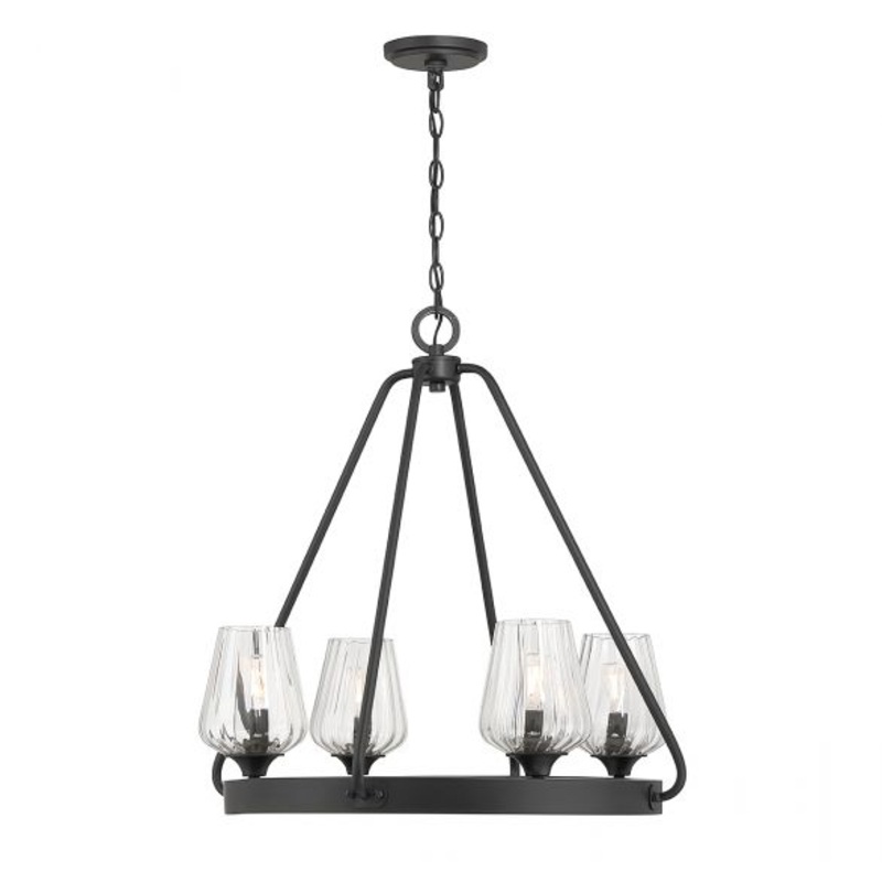 Carlton 4-Light Chandelier in Matte Black - I58423339791