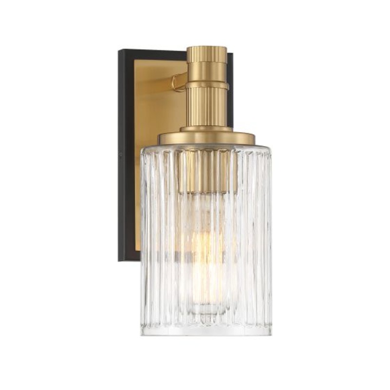 Concord 1-Light Bathroom Vanity Light in Matte Black with Warm Brass - I58423339760