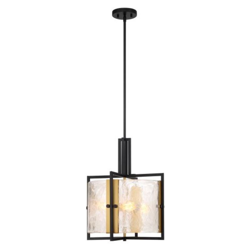 Hayward 3-Light Pendant in Matte Black with Warm Brass Accents - I58423339658