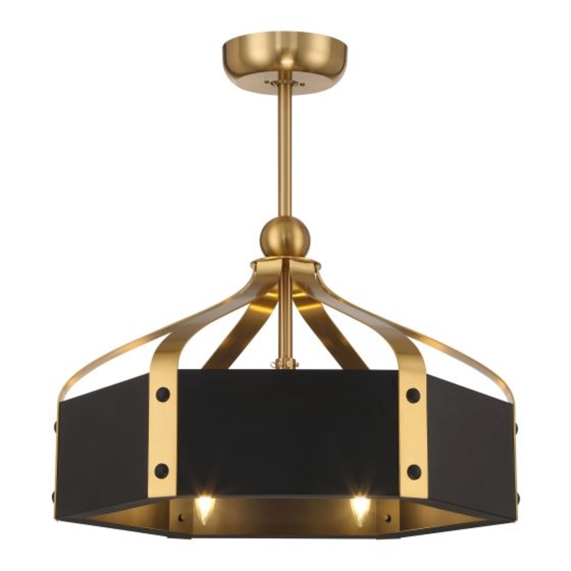 Sheffield 6-Light LED Fan D'Lier in Matte Black with Warm Brass Accents - I58423339647