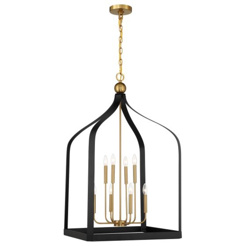 Sheffield 8-Light Pendant in Matte Black with Warm Brass Accents - I58423339680