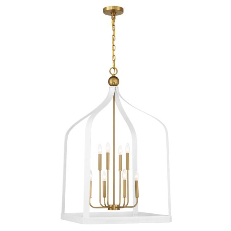 Sheffield 8-Light Pendant in White with Warm Brass Accents - I58423339671