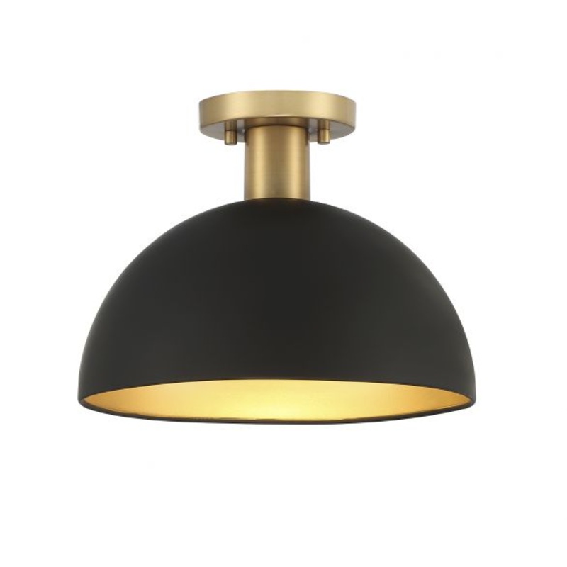 1-Light Ceiling Light in Matte Black with Natural Brass - I58423339429