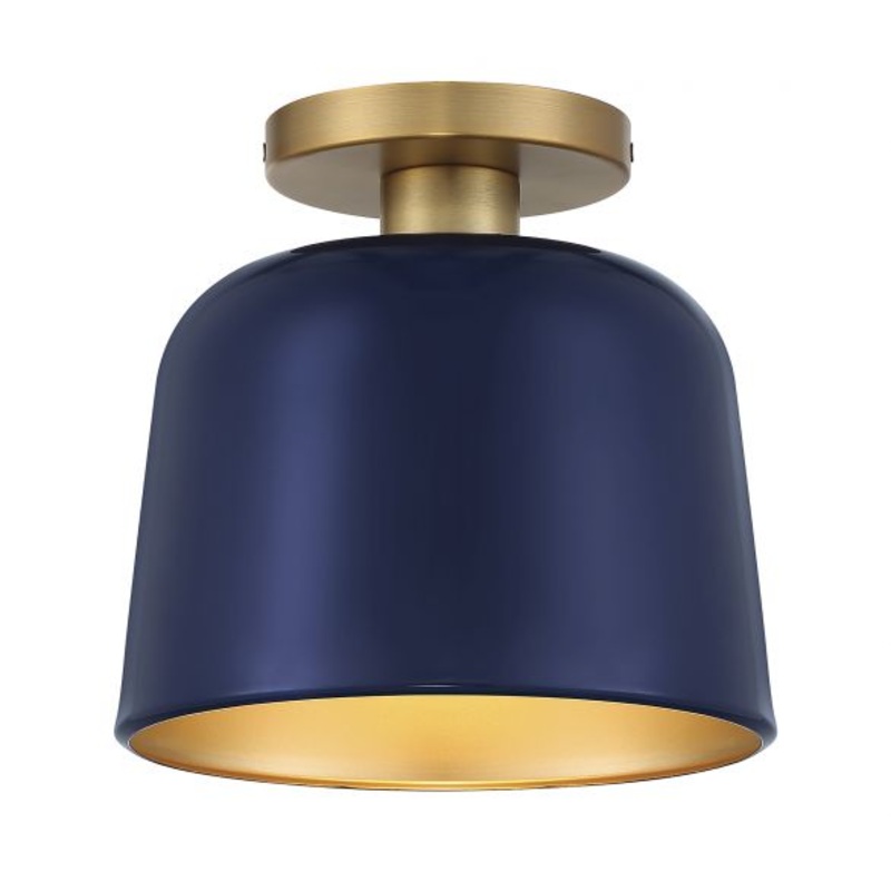 1-Light Ceiling Light in Navy Blue with Natural Brass - I58423339436