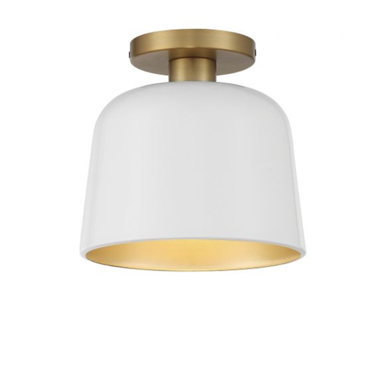 1-Light Ceiling Light in White with Natural Brass - I58423339437