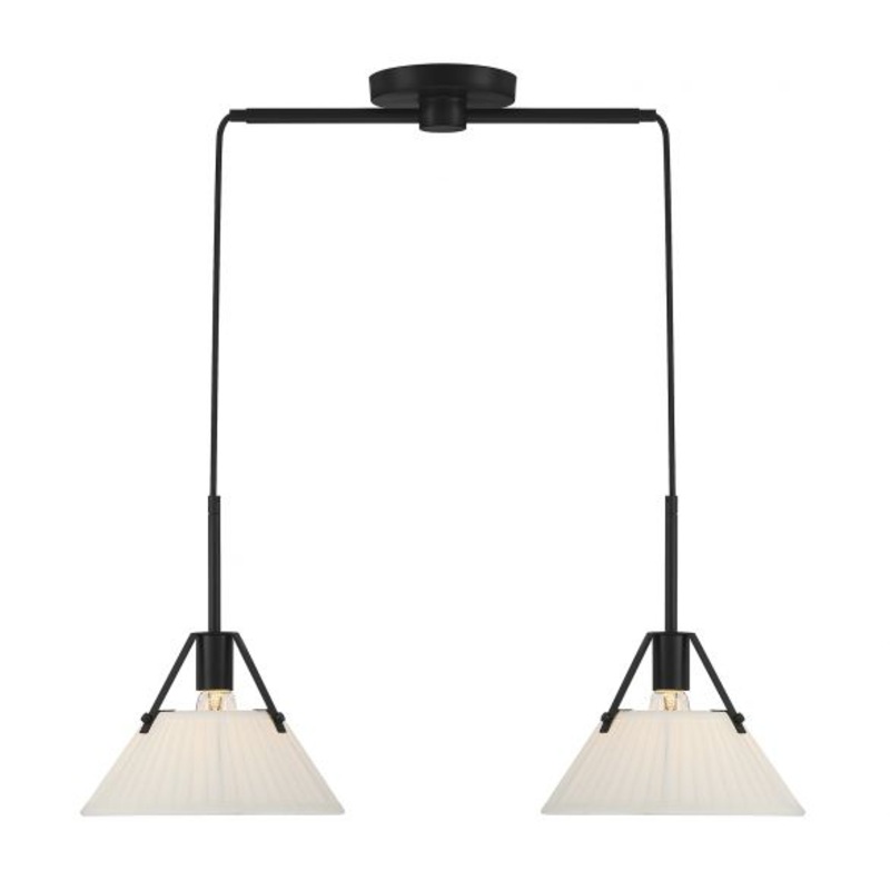 2-Light Linear Chandelier in Matte Black - I58423339535