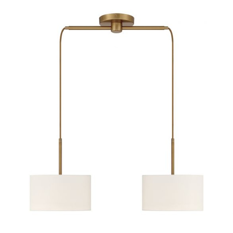 2-Light Linear Chandelier in Natural Brass - I58423339536