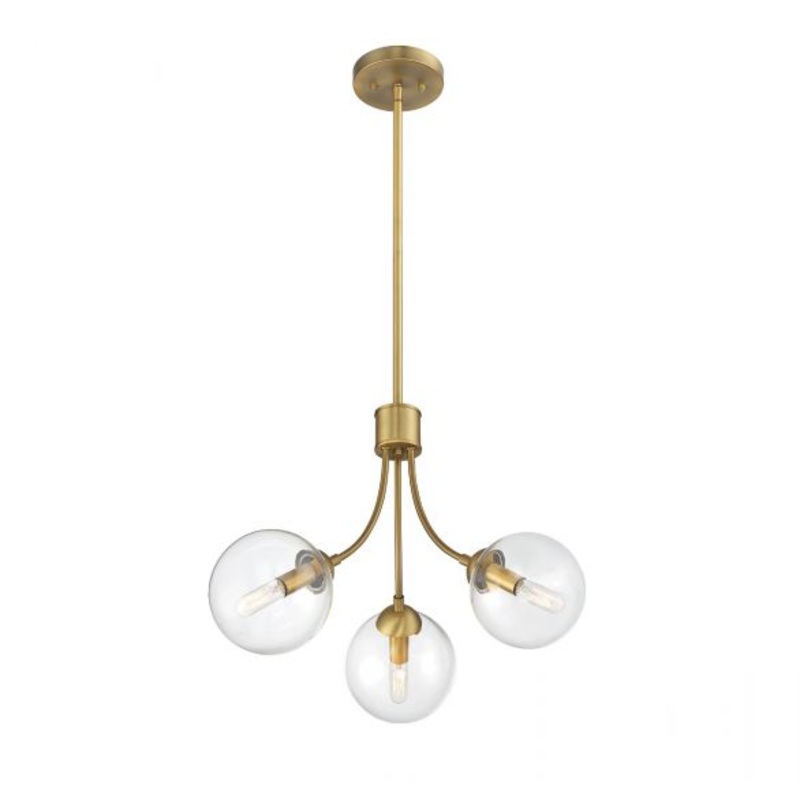 3-Light Chandelier in Natural Brass - I58423339528