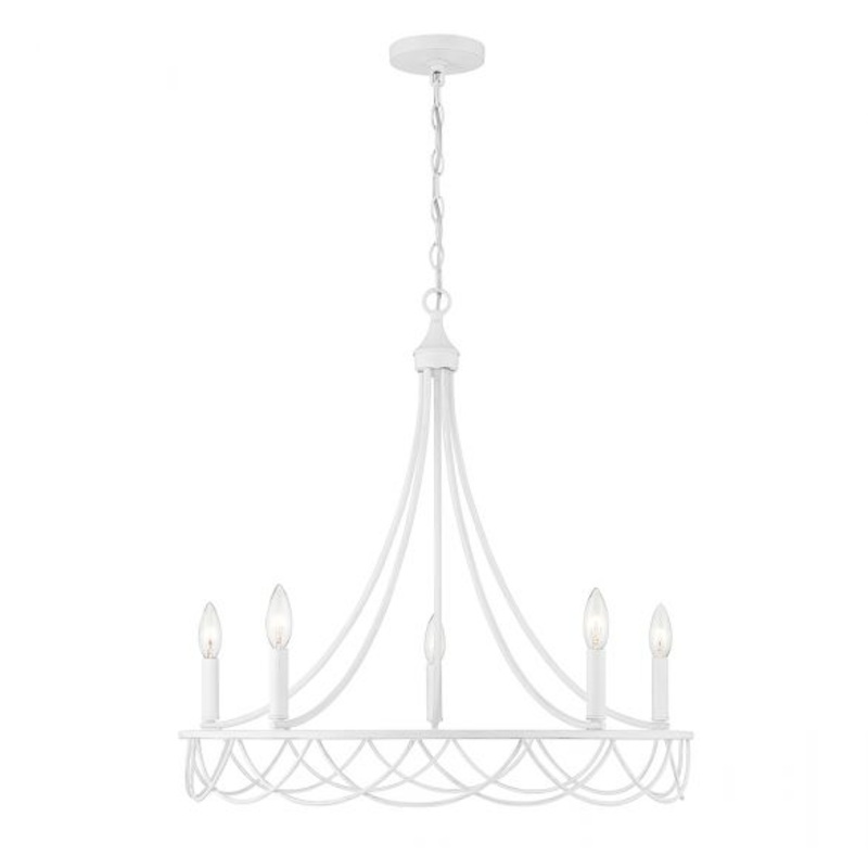 5-Light Chandelier in Distressed White - I58423339521