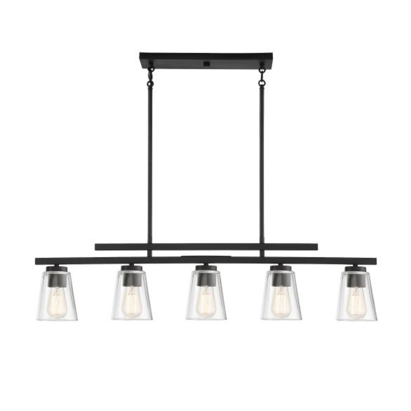 Calhoun 5-Light Linear Chandelier in Matte Black - I58423339618