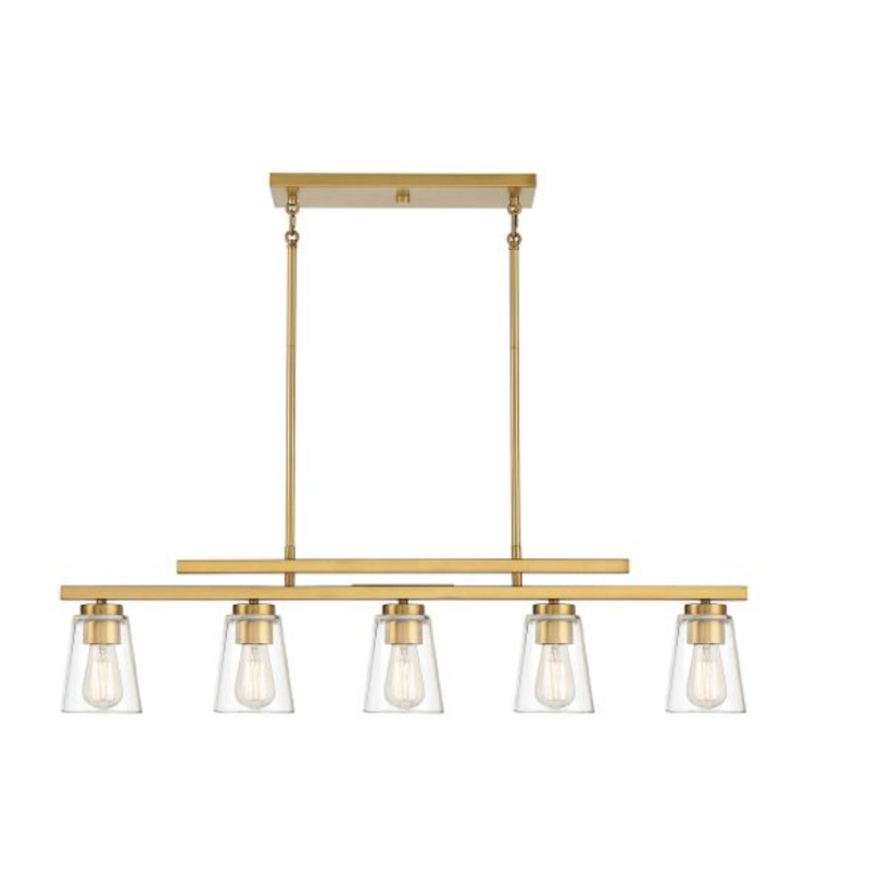 Calhoun 5-Light Linear Chandelier in Warm Brass - I58423339604