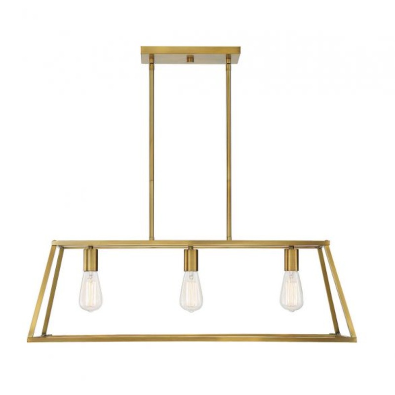 Denton 3-Light Linear Chandelier in Warm Brass - I58423339504