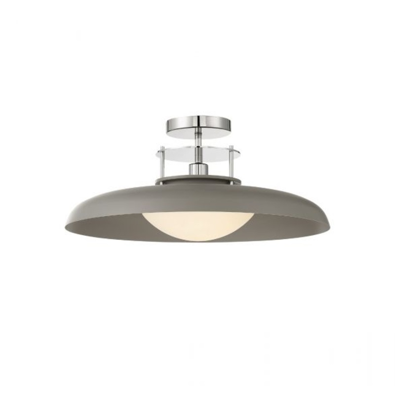 Gavin 1-Light Ceiling Light in Gray with Polished Nickel Accents - I58423339424