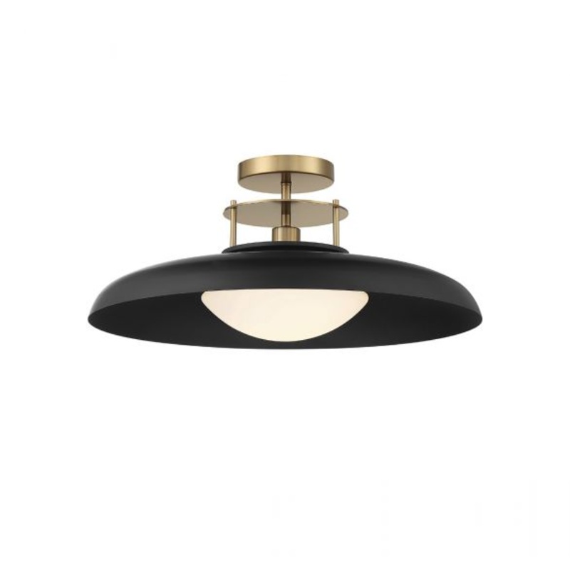 Gavin 1-Light Ceiling Light in Matte Black with Warm Brass Accents - I58423339430