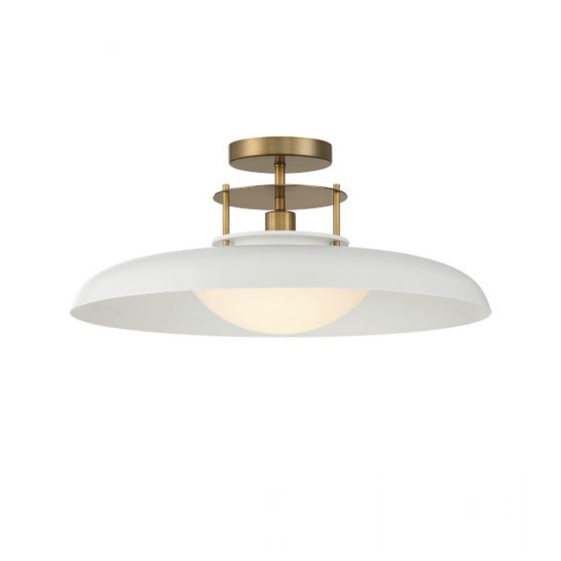 Gavin 1-Light Ceiling Light in White with Warm Brass Accents - I58423339428