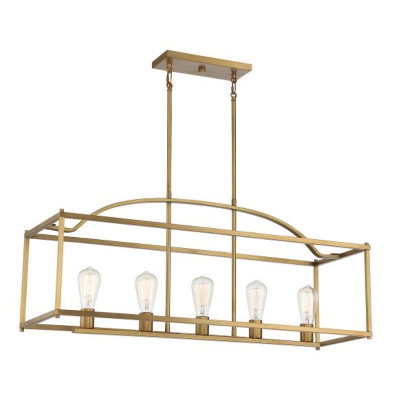 Palladian 5-Light Linear Chandelier in Warm Brass - I58423339612