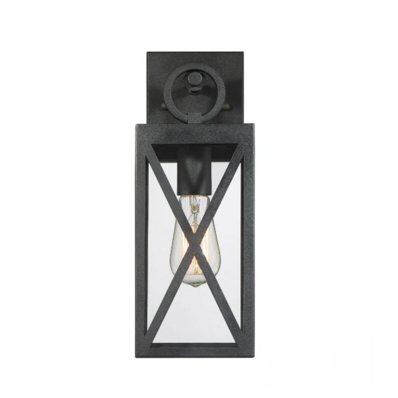 1-Light Outdoor Wall Lantern in Black - I58423339189