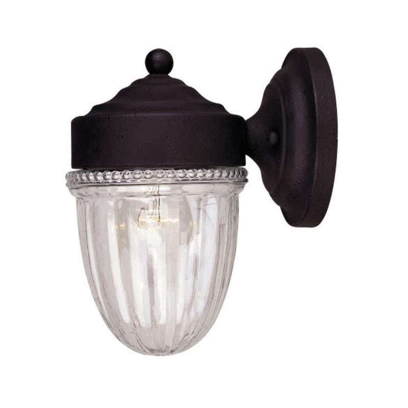 1-Light Outdoor Wall Lantern in Textured Black - I58423339410