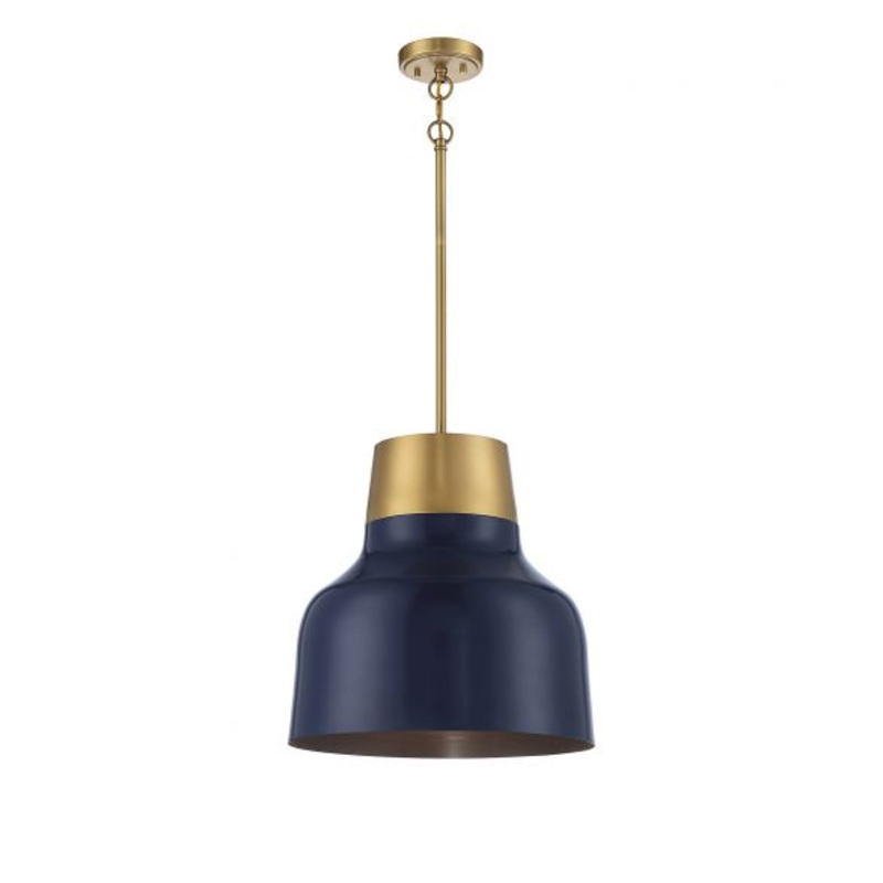 1-Light Pendant in Navy Blue with Natural Brass - I58423339192
