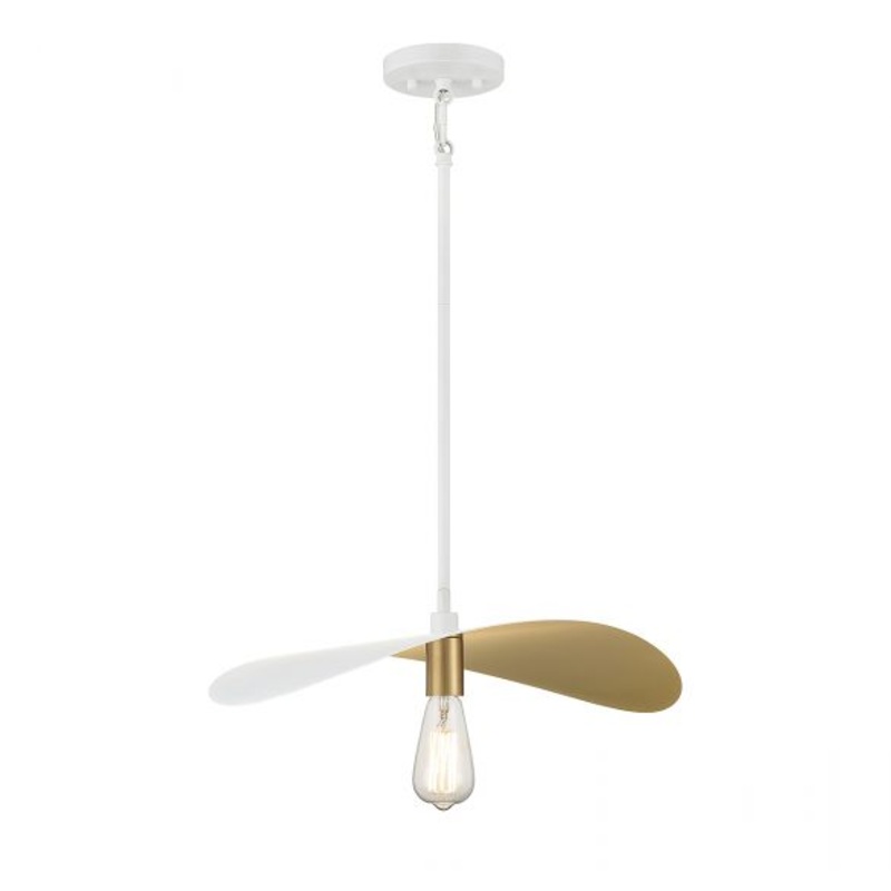 1-Light Pendant in White and Painted Gold - I58423339295