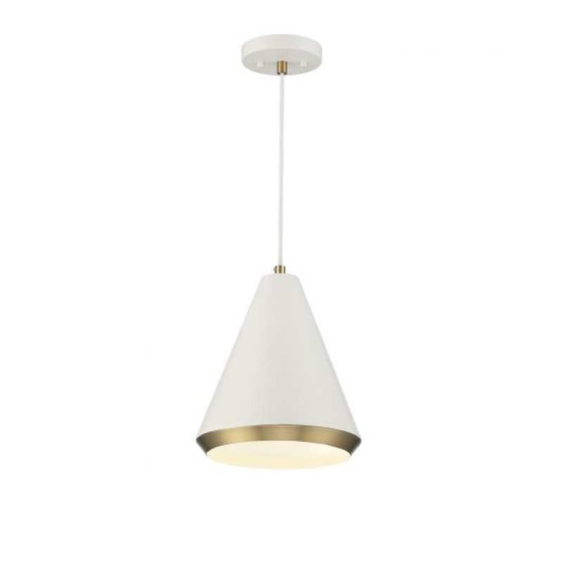 1-Light Pendant in White with Natural Brass - I58423339191