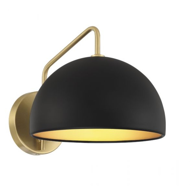 1-Light Wall Sconce in Matte Black with Natural Brass - I58423339246