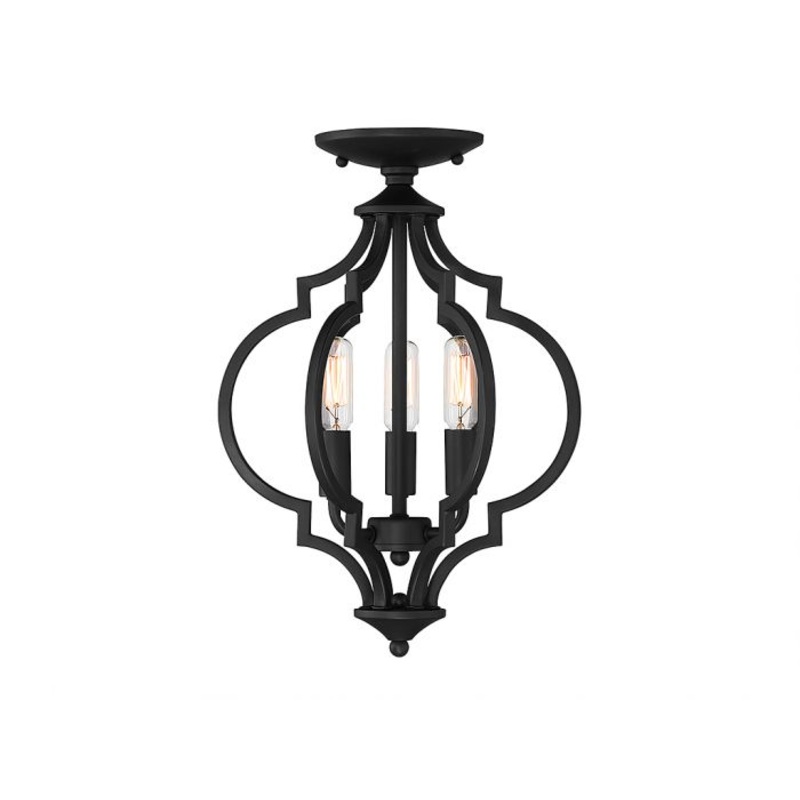 3-Light Convertible Semi-Flush or Pendant in Matte Black - I58423339317