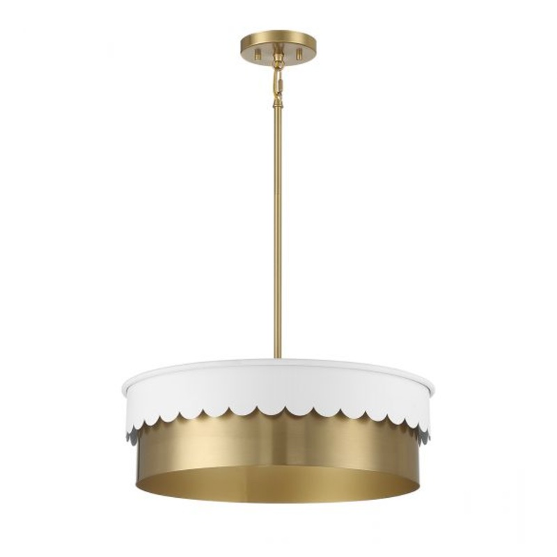 4-Light Pendant in White and Natural Brass - I58423339306