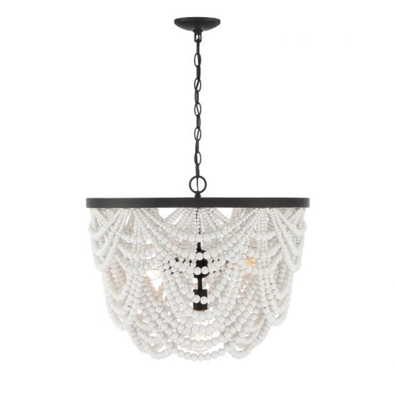 5-Light Chandelier in White with Oil Rubbed Bronze - I58423339190