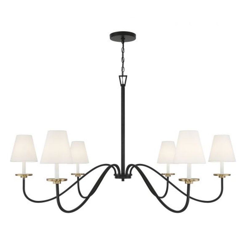 6-Light Chandelier in Black with Natural Brass Accents - I58423339186