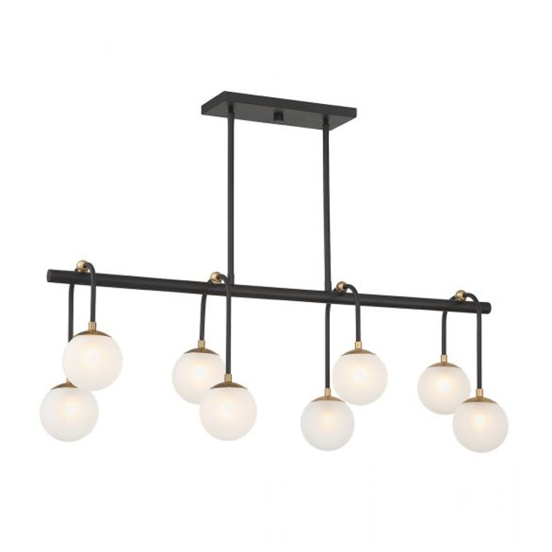 Couplet 8-Light Linear Chandelier in Matte Black with Warm Brass Accents - I58423339267