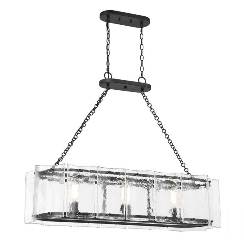 Genry 3-Light Linear Chandelier in Matte Black - I58423339259