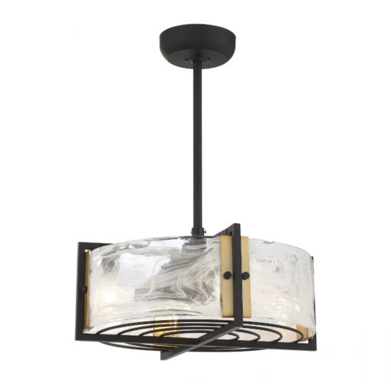Hayward 4-Light Fan D'lier in Matte Black with Warm Brass Accents - I58423339201