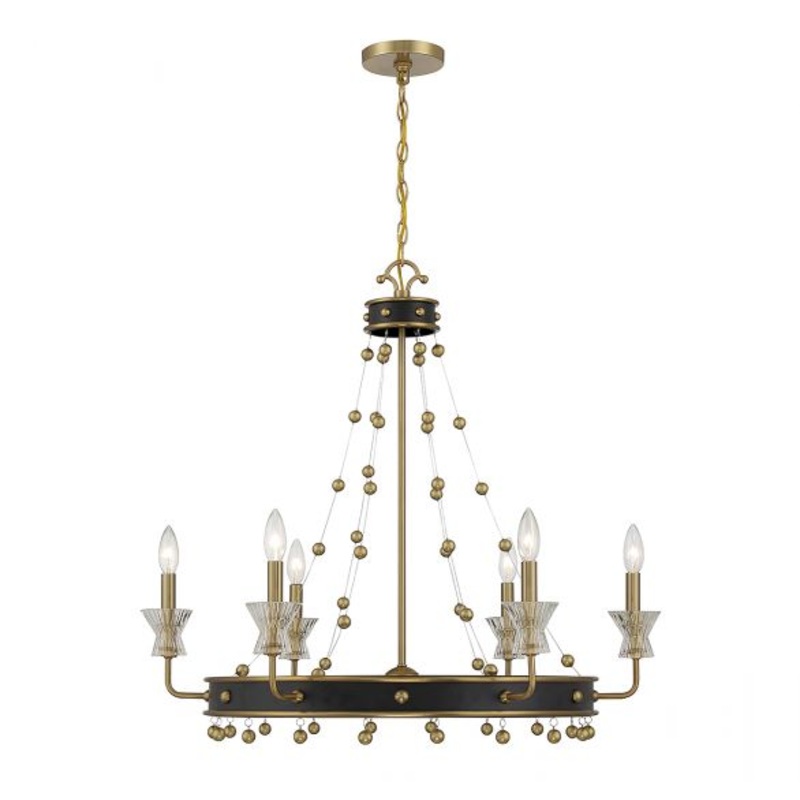 Iris 6-Light Chandelier in Matte Black with Warm Brass Accents - I58423339352